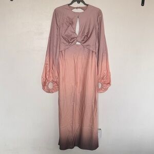 Significant Other Ombré Demi Backless Long-Sleeve Column Gown